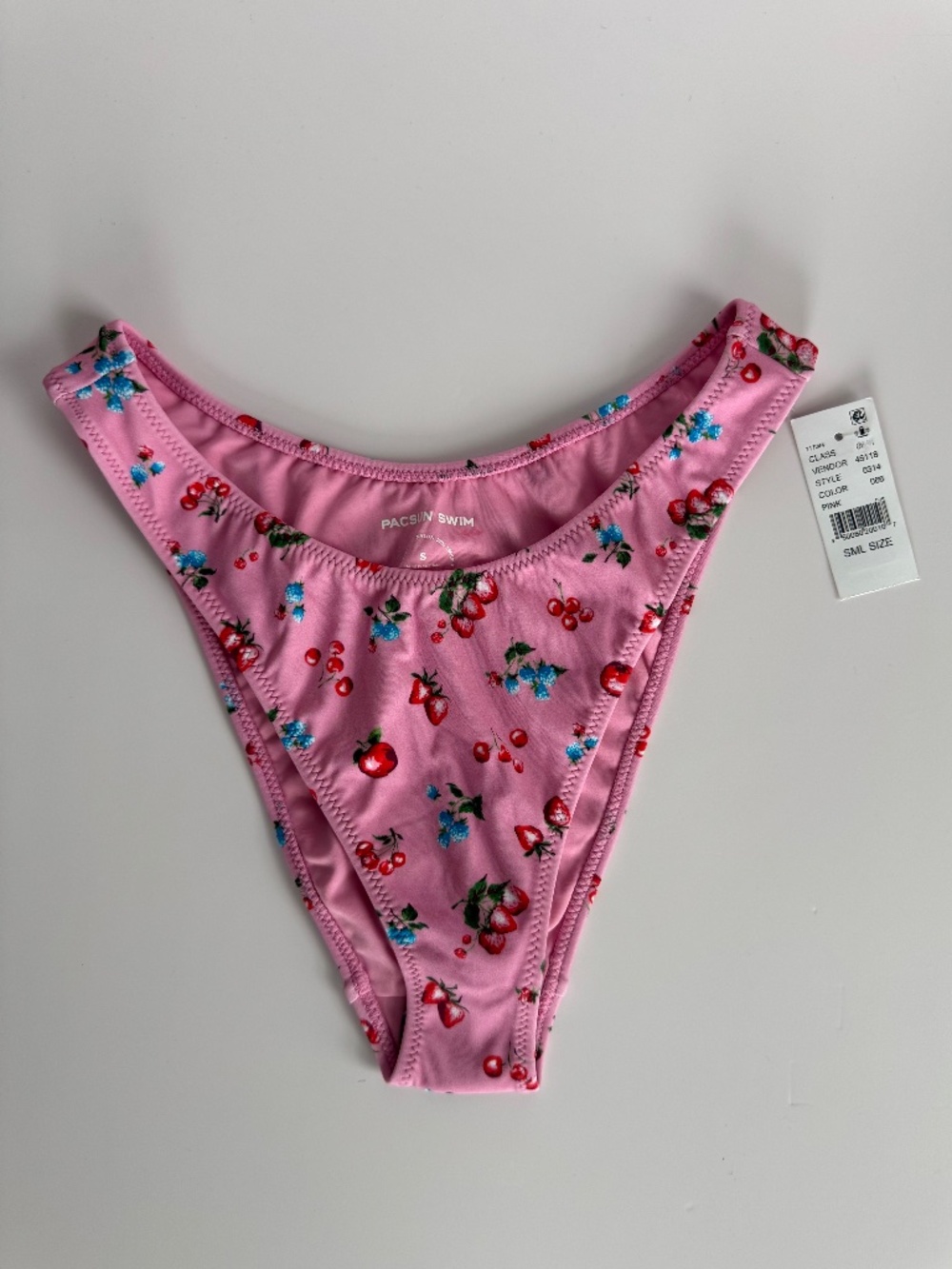 PacSun Pink Fruit Print High-Cut Bikini Bottom S NWT